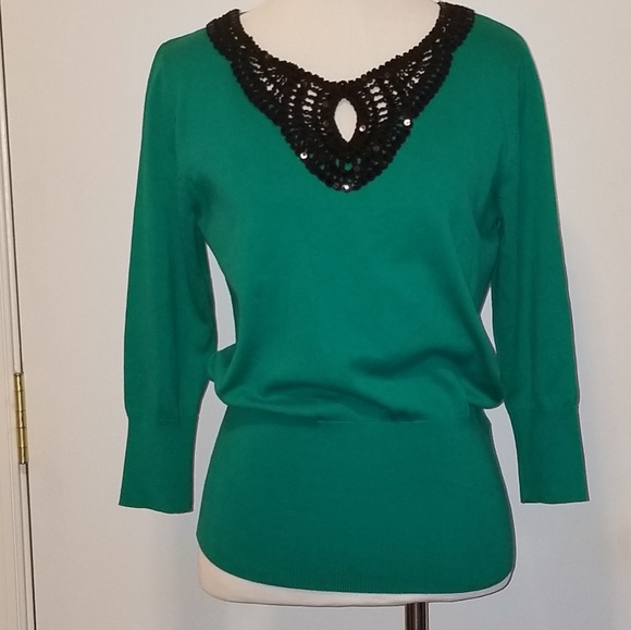 NWT AUGUST SILK GREEN 3/4 SLEEVE TOP - Picture 3 of 7